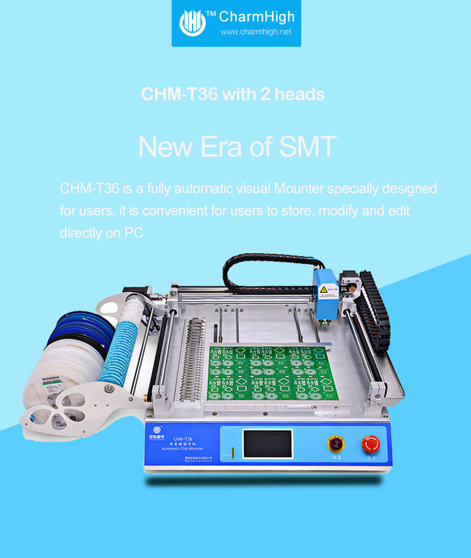 2 heads Desktop SMT Pick And Place Machine CHM-T36 For PCB Production Assembly Line 	29 tape feeding stacks