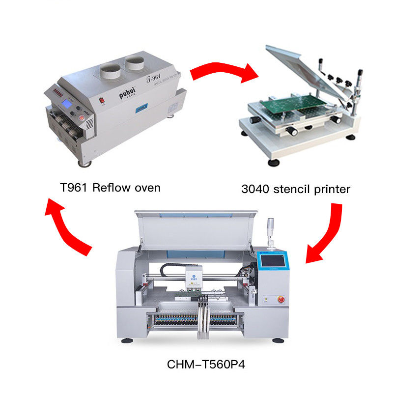 CHM-T560P4 4 Heads 60 Feeders SMT Line Equipment For PCB Assembly