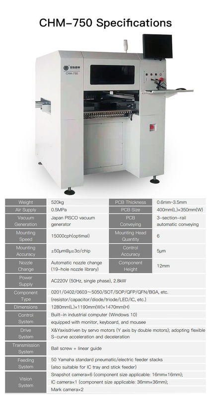Vertical High Speed Automatic SMT Pick And Place Machine CHM-750