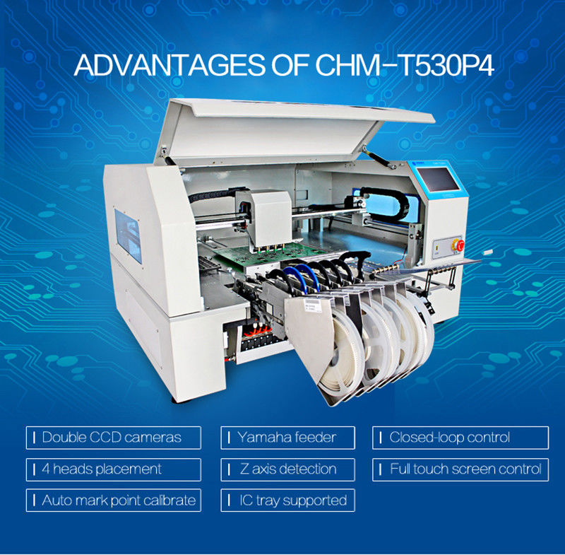 7-Inch Screen 4 Heads Automatic Electrical  Desktop Chip Mounter SMT Pick And Place Machine CHM-530P4 Pcb  Assembly Line